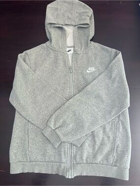 Nike Kids' Light Grey Full-Zip Hooded Sweatshirt XL